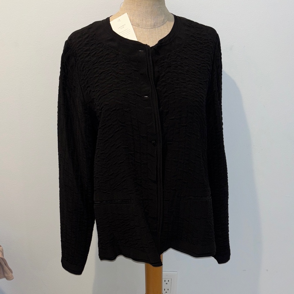 Eileen Fisher Black Layered Silk Top NWT MEDIUM